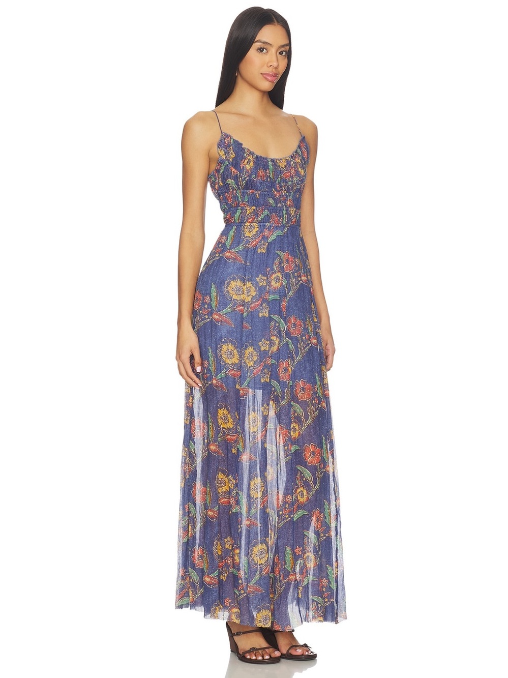 Free People One Ciella Printed Scoop Neck Sleeveless A-Line Maxi Dress - Picture 7 of 9